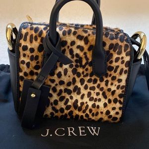 J Crew leather and Leopard print hair clutch/crossbody.
